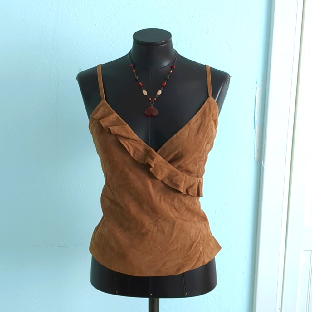 Suede leather flutter top